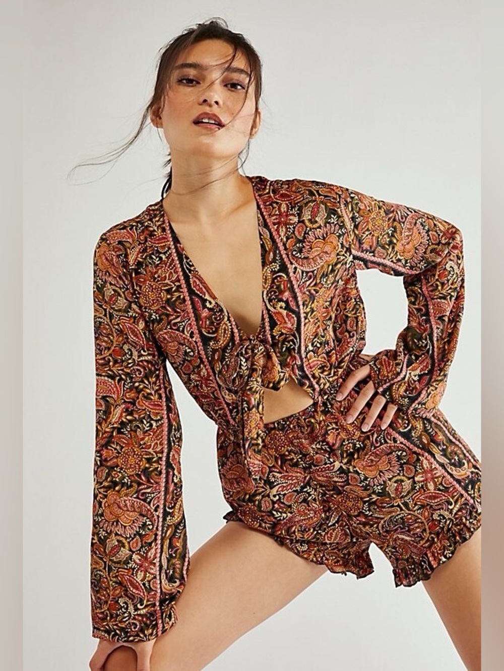 NWT Free People Raga Paisley Print Boho Romper | Small
